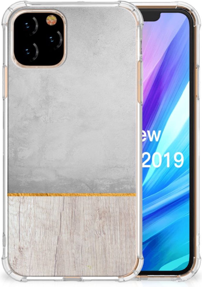 Apple iPhone 11 Pro Stevig Telefoonhoesje Wood Concrete