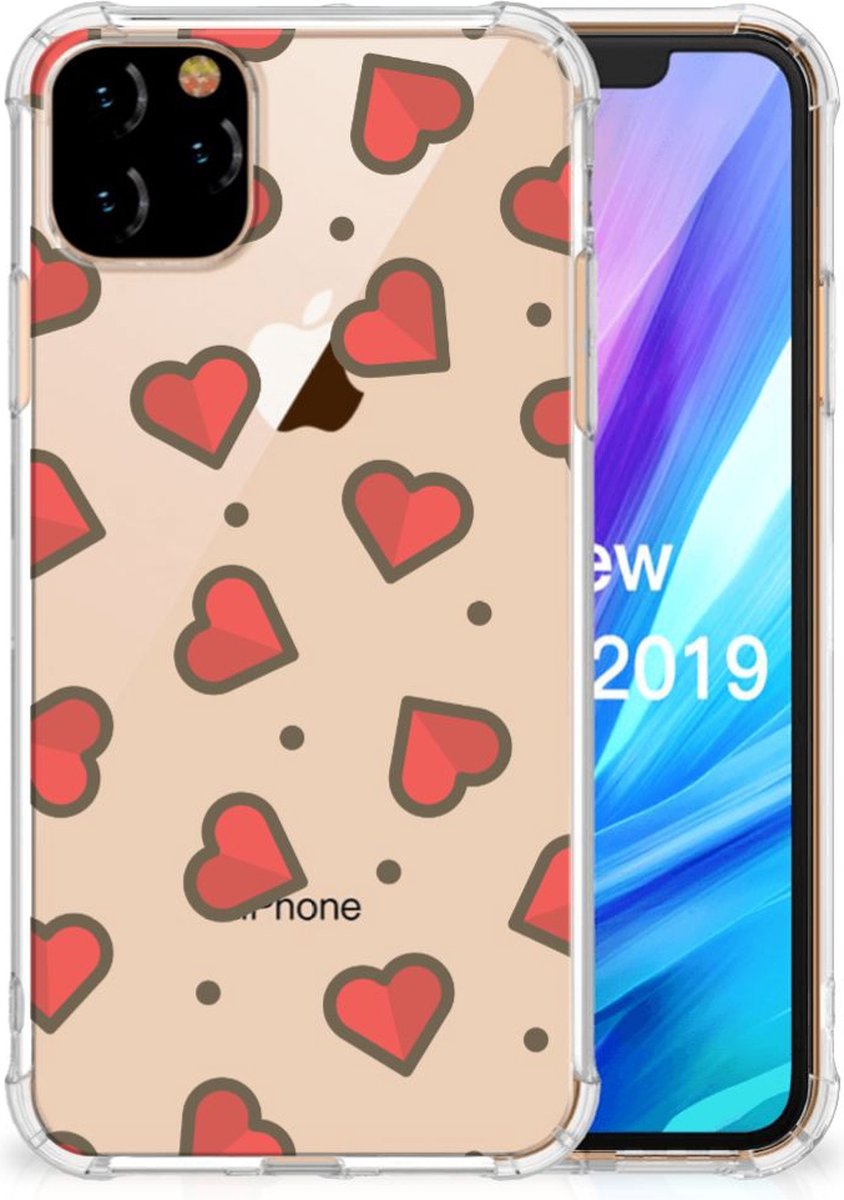 Apple iPhone 11 Pro Max Doorzichtige Silicone Hoesje Hearts