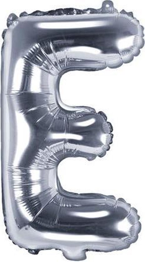 Folie ballon, 35 cm zilver Letter E
