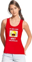 Ik ben hier niet vrijwillig tanktop/ mouwloos shirt rood dames L