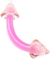 Bioplast Gebogen Spikes Roze Piercing