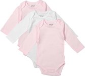 Dirkje Unisex Set(3delig) Rompers Lange Mouw Roze en Wit - Maat 74/80