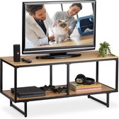 meubles tv relaxdays - table tv - table tv - aspect bois - buffet tv - 2 compartiments