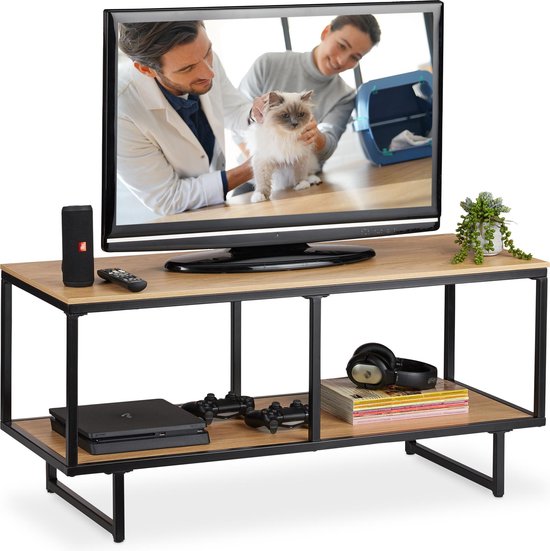 Jaarlijks Populair gelijkheid Relaxdays tv meubel - televisietafel - tv tafel - houtlook - tv dressoir -  2 vakken | bol.com