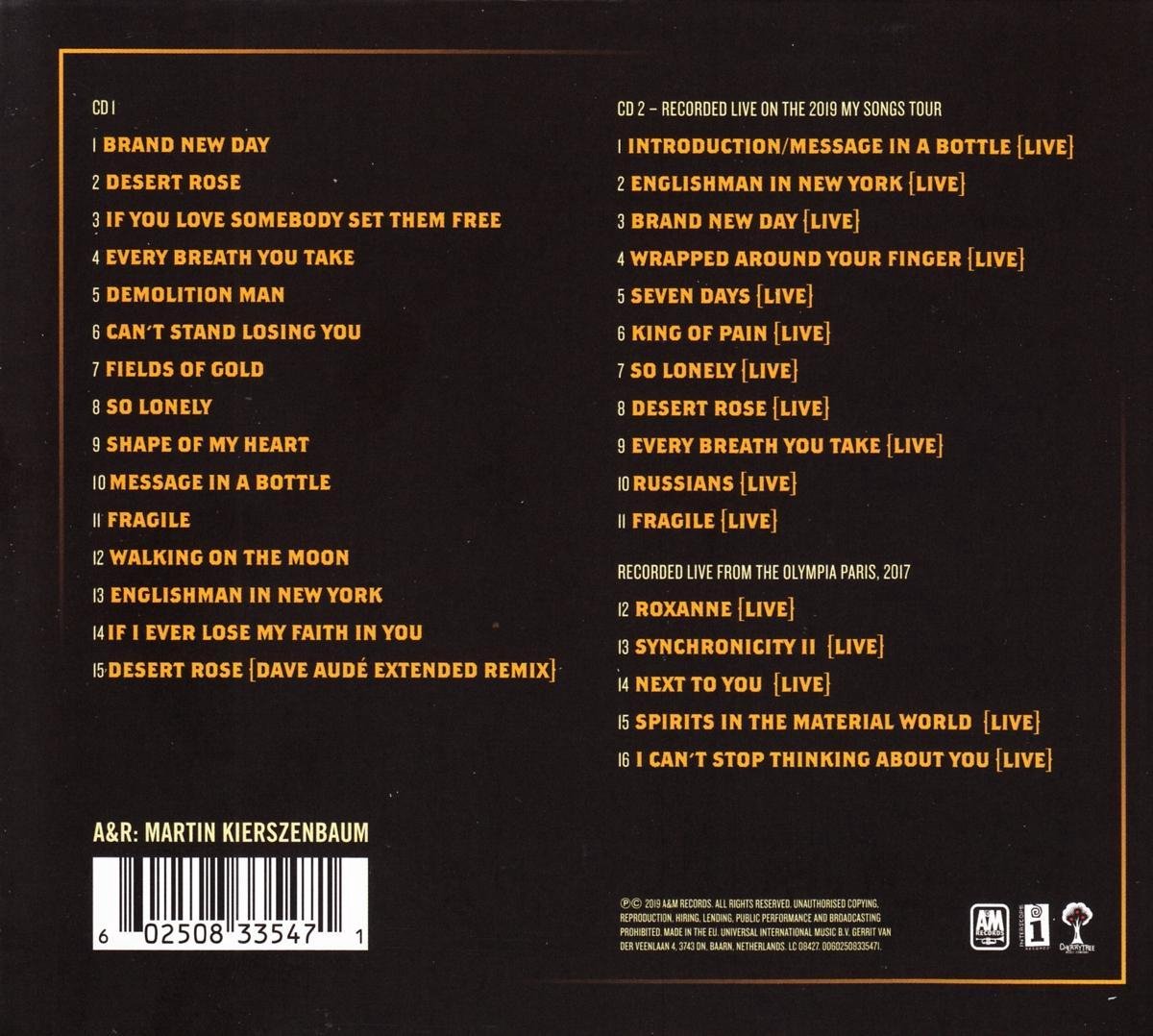 My Songs (Special Edition), Sting CD (album) Muziek