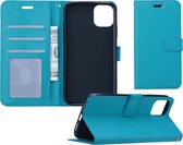 iPhone 11 Hoesje Wallet Case Bookcase Hoes Lederen Look - Turquoise
