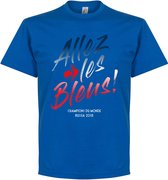 Frankrijk Allez Les Bleus WK 2018 Winners T-Shirt - Blauw - S