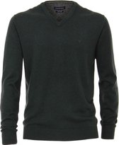 CASA MODA heren trui katoen - V-hals - donker groen -  Maat: 4XL