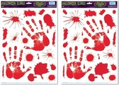 Halloween - 2x Halloween raamsticker met bloed handen - Halloween/horror decoratie/versiering