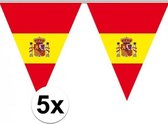 5x Spanje supporter vlaggenlijnen 5 meter - Spaans thema - Spaanse vlag decoratie
