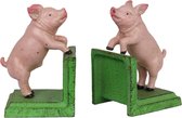 Maddeco - gietijzeren - boekensteunen - varkens - groen - gietijzer