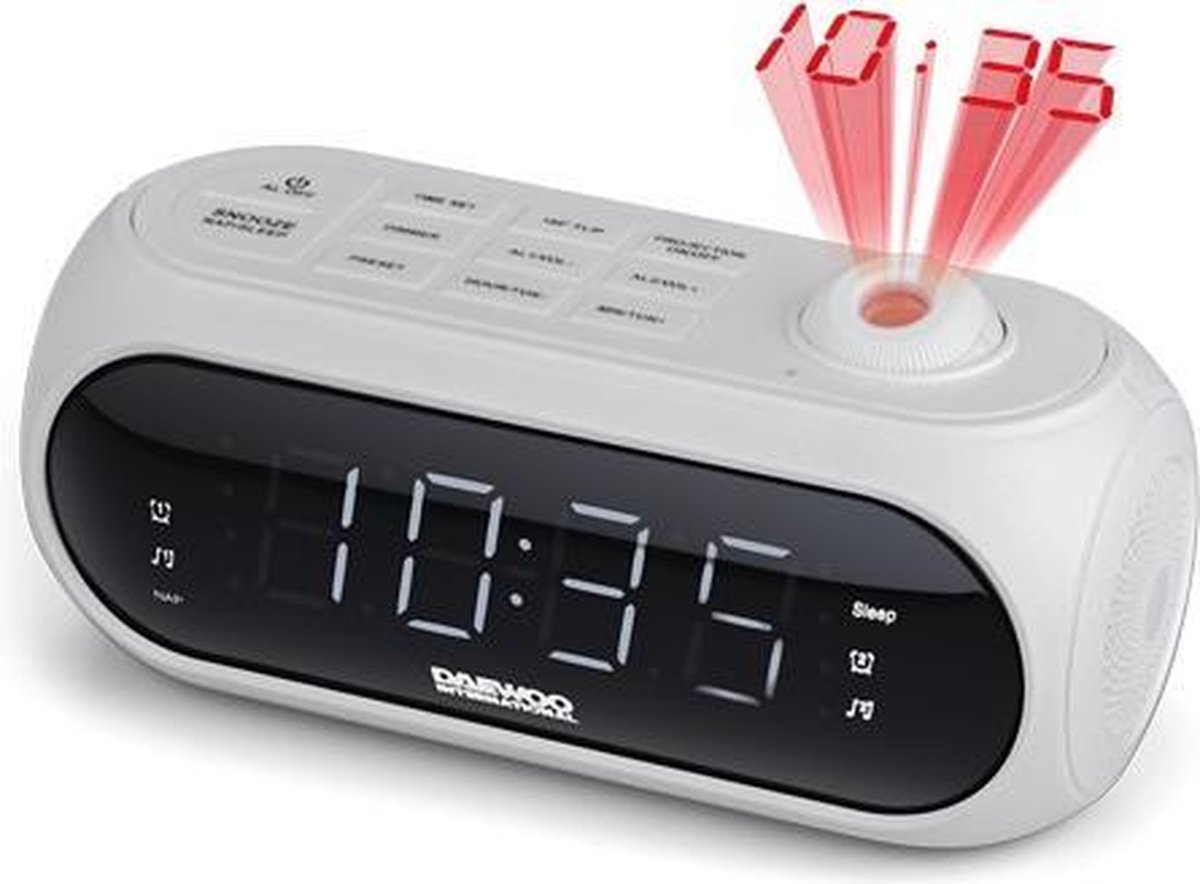 Alarm Clock Radio With Lcd Projector Daewoo Dcp490 180o Fm