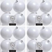 16x Winter witte kunststof kerstballen 10 cm - Mat - Onbreekbare plastic kerstballen - Kerstboomversiering winter wit