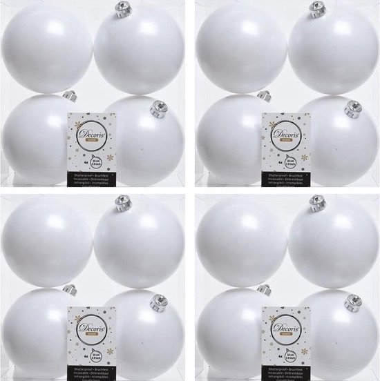 het internet breed sturen 16x Winter witte kunststof kerstballen 10 cm - Mat - Onbreekbare plastic  kerstballen -... | bol.com