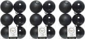 18x Zwarte kunststof kerstballen 8 cm - Mat/glans - Onbreekbare plastic kerstballen - Kerstboomversiering zwart