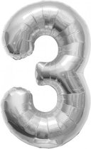 Helium ballon cijfer 3 zilver