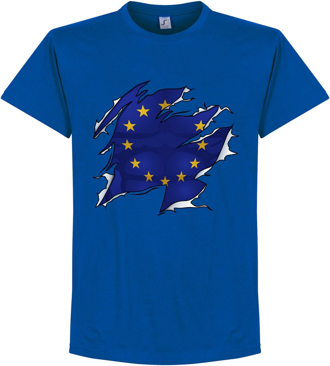 Europa Ripped Flag T-Shirt - Blauw - Kinderen - 92/98