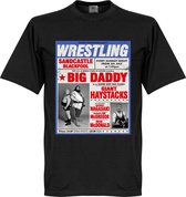 Big Daddy vs Giant Haystack Wrestling Poster T-shirt - Zwart - M