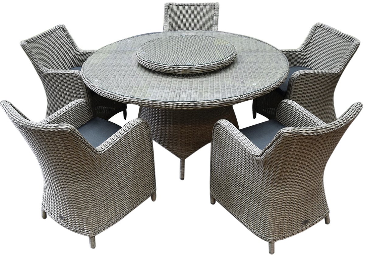 Bilbao Riccione dining tuinset 150 cm rond 7-delig grijs