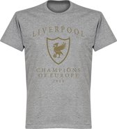 Liverpool Champions Of Europe 2019 Logo T-Shirt - Grijs - L