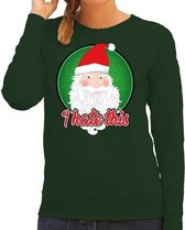 Foute Kersttrui / sweater - I hate this - groen voor dames - kerstkleding / kerst outfit M (38)