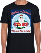 Fout Kerst t-shirt / shirt - Christmas in Suriname we know how to party - zwart voor heren - kerstkleding / kerst outfit S (48)