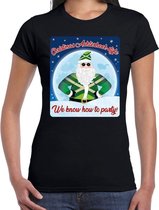 Fout Kerst t-shirt / shirt - Achterhoek style we know how to party - zwart voor dames - kerstkleding / kerst outfit M