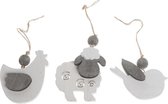 Decoratiehangers - Hanging Farm Animal 10-12cm White/grey Keuzemogelijkheden