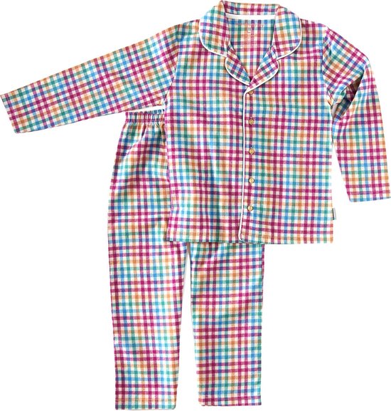 Little Label Meisjes Pyjama - blue & pink checked flanel - Maat 110/116 |  bol.com