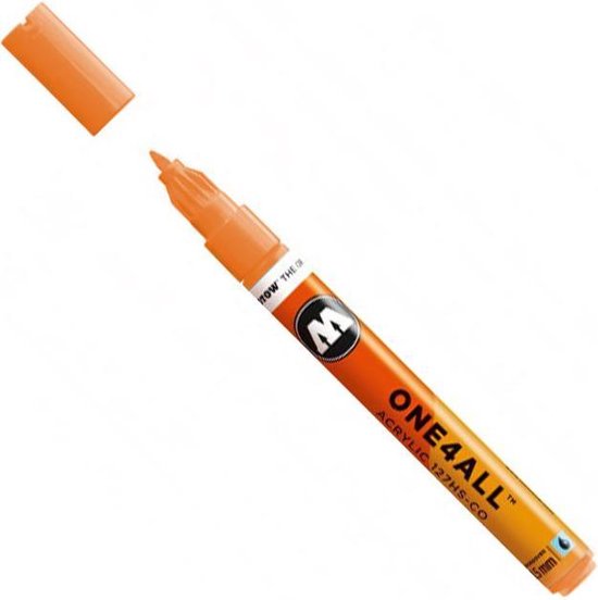Molotow ONE4ALL 127HS-CO 1,5mm Marker - Fluoriserend Oranje - Geschikt voor vele oppervlaktes zoals canvas, hout, steen, keramiek, plastic, glas, papier, leer...