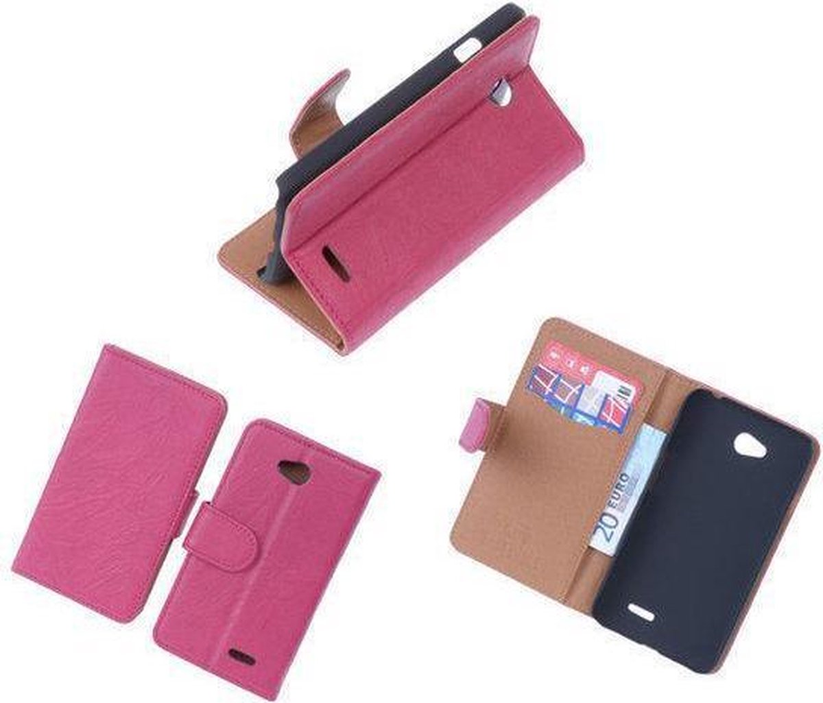 BestCases Fuchsia Luxe Echt Lederen Booktype Hoesje LG L70