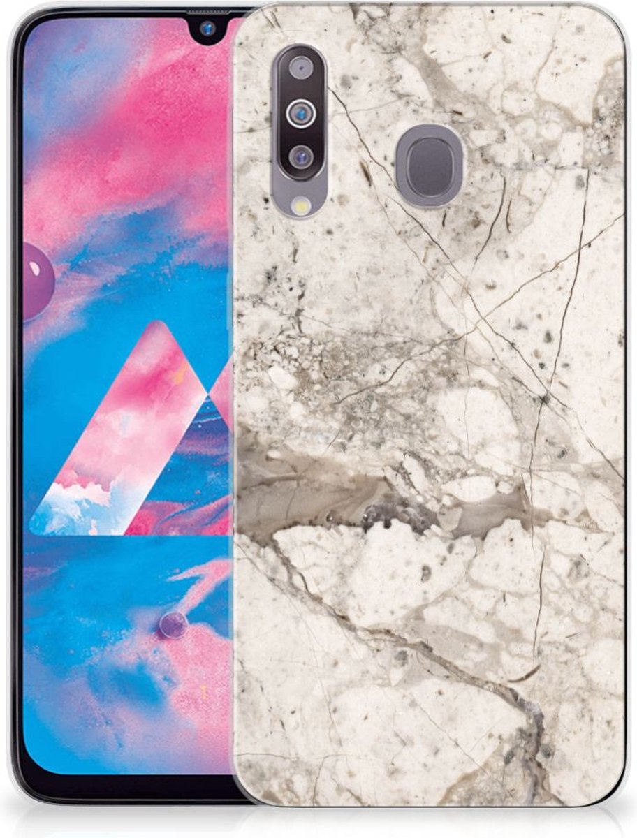 Samsung Galaxy M30 TPU Siliconen Hoesje Marmer Beige