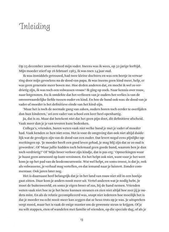 Pagina met tekst over de overleden vader en de impact op het leven.