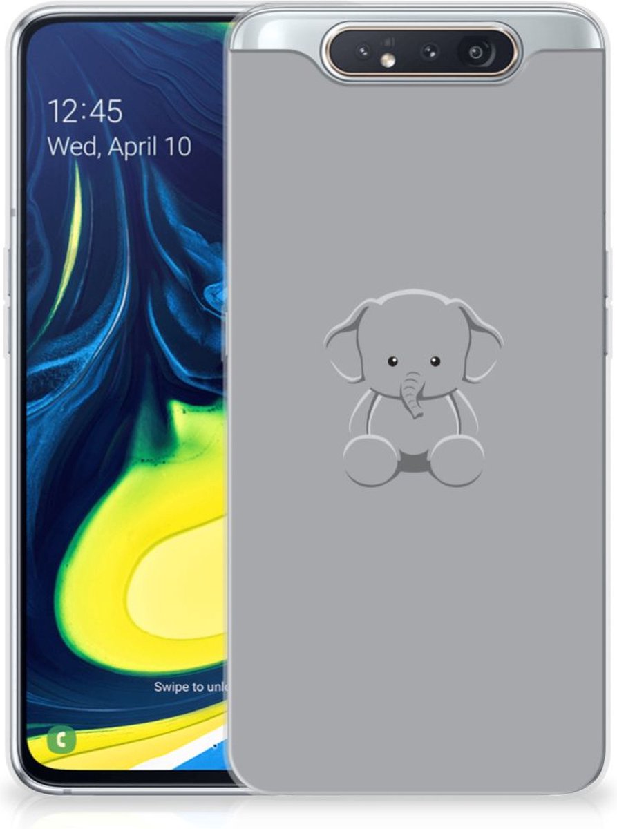 Samsung Galaxy A80 Telefoonhoesje met Naam Grijs Baby Olifant