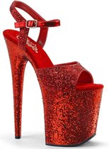 Pleaser Sandaal met enkelband, Paaldans schoenen -39 Shoes- FLAMINGO-810LG US 9 Rood