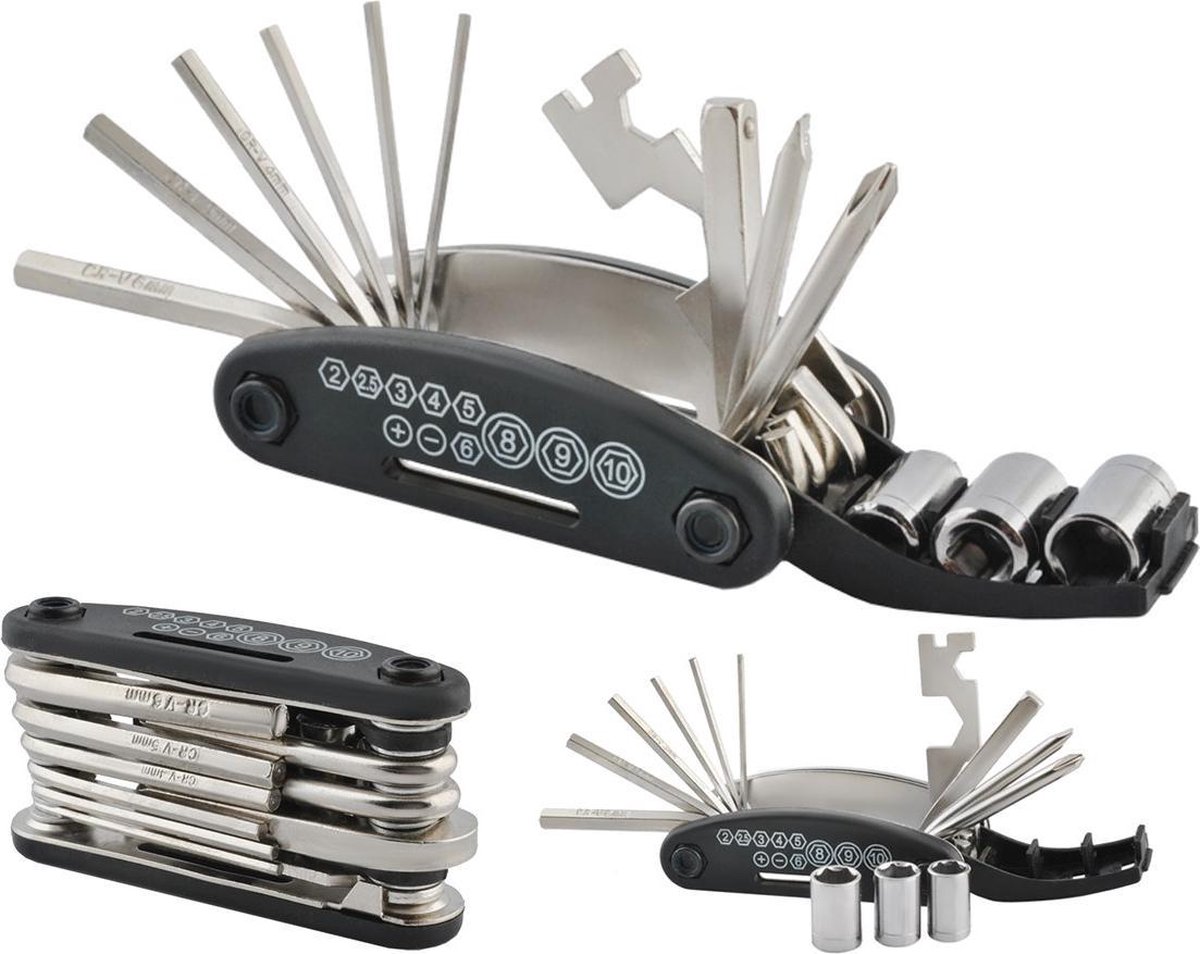 Multitool Fiets reparatie toolkit 16-delig - race fiets mountainbike