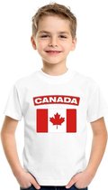 T-shirt met Canadese vlag wit kinderen 110/116