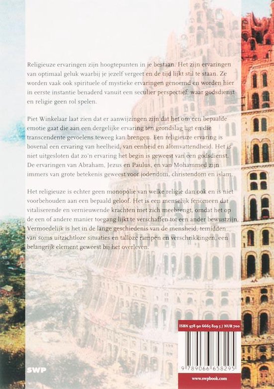 Boekomslag met de Toren van Babel en tekst over religieuze ervaringen. ISBN 978-9066658295.