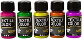 Assortiment de couleurs fluo Creotime Textile Color - 5x50 ml