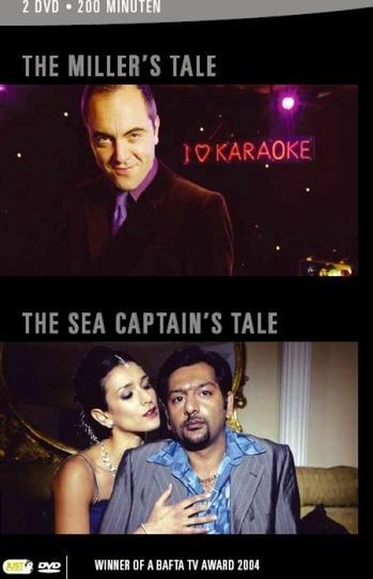 DVD-cover met twee films: 'The Miller's Tale' met een man bij een 'I LOVE KARAOKE' bord, en 'The Sea Captain's Tale' met een koppel.
