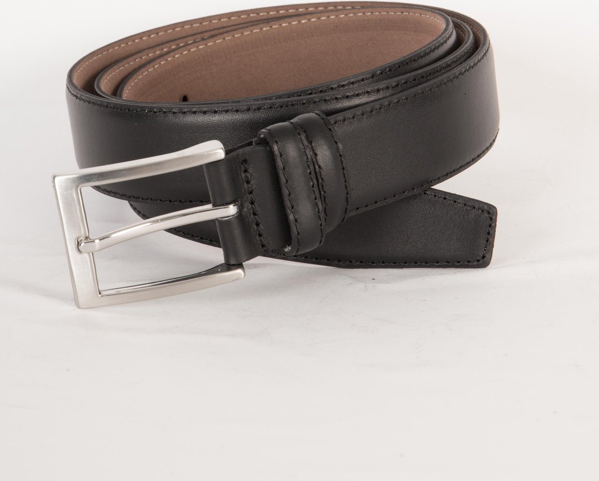 Kampara 3,5 cm kostuumriem - Unisex - 100% leer - Maat 95 - Zwart