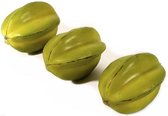Namaak Ster fruit - groene kunststof Ster fruit - decoratie Ster fruit - per 3 stuks - lengte 7 cm