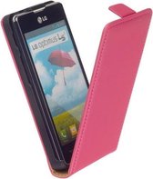 LELYCASE Flip Case Lederen Hoesje LG Optimus L5 2 Pink