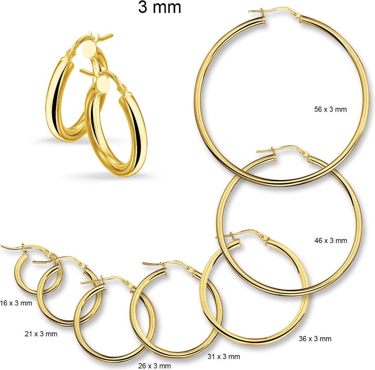 Huiscollectie 4013187 Gouden Oorring 3 mm rond