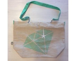 Tuyu Shopper Xl, Jute/Katoen Diamant Groen
