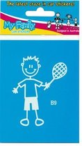 Jongen met tennisracket, autosticker