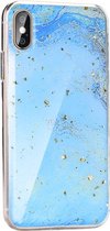 Forcell MARBLE Case Geschikt voor Samsung Galaxy S10 - blue leaves