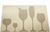 6 placemats wijnglas champagneglas