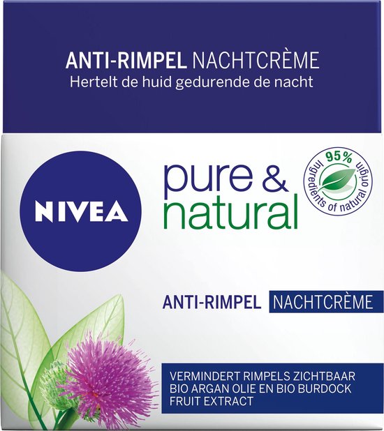 NIVEA Pure & Natural Anti-Age - 50 ml - Nachtcrème