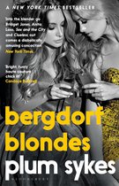 Bergdorf Blondes, de New York Times bestseller. Twee blonde vrouwen met glitterjurken houden glazen vast.